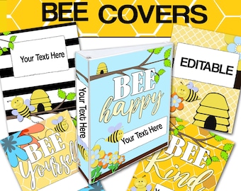 Bee Quotes Binder Covers: Editable Printable Set (Digital Download)