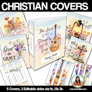 Capa de fichário com citações cristãs para impressão Capas editáveis Super Aluno. Professor Conjunto editável para impressão de 5 Download instantâneo