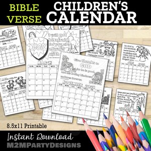 Printable Bible Verse Children's Calendar Bible Quotes - Etsy