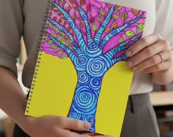 Tree of Life Planner Hardcover Spiral 8.5 x 11 Large Purple Blue Swirls