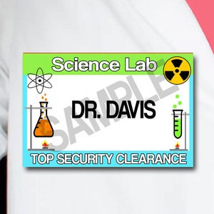 Tags de nome de cientista, tags de festa científica, digitais, download instantâneo, CONJUNTO de 10, Science Lab Party verde limão azul