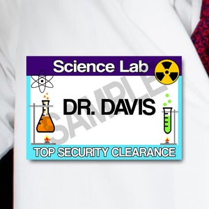 Scientifique Name Tags, Science Party Tags, Digital, Téléchargement instantané, SET de 10, Science Lab Party Violet et Bleu