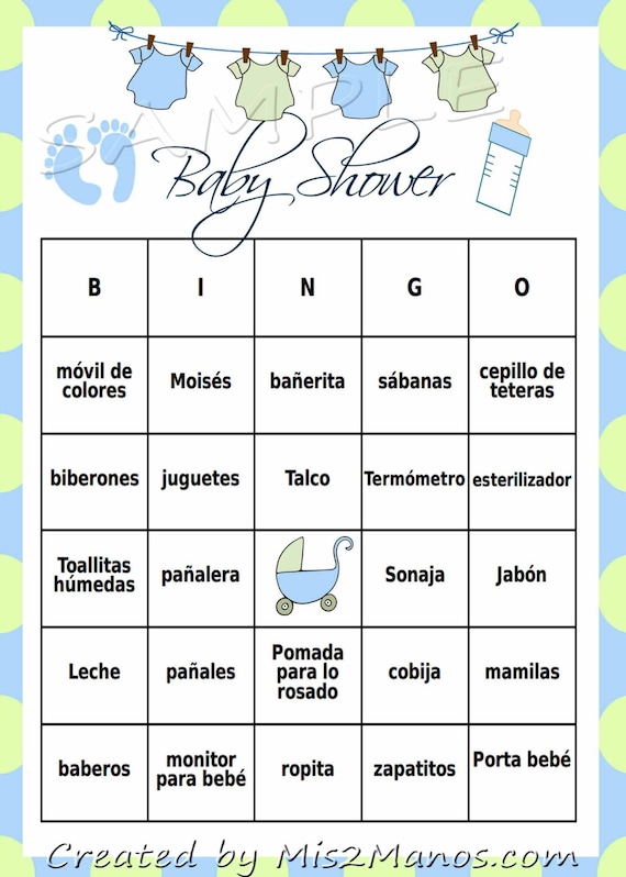 baby shower bingo game blue green clothes line loteria etsy