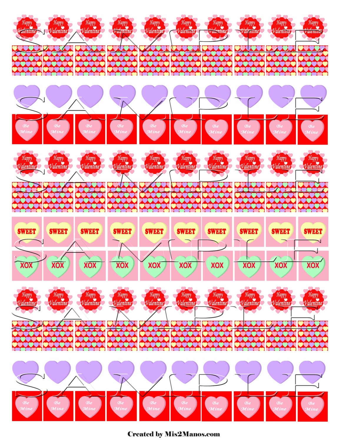 Valentines Day Kiss Stickers DIY Printable Candy Stickers | Etsy