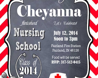 Nursing Graduation Invitation or Medical Party,  Personalized Nurse Graduation invitation Printable