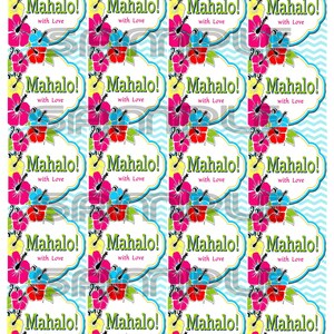 Luau Favor Tags Digital 2 Inch Squares Instant Download SET of 20 ...