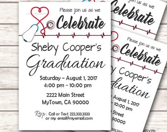 NURSING GRADUATION INVITATION Medical Degree Graduation Party Invitation Graduation Invitation Printable Party Invites Personalized