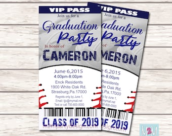 Graduation Baseball Ticket Invite diy Printable Baseball Party Invites Personalized Custom Orders