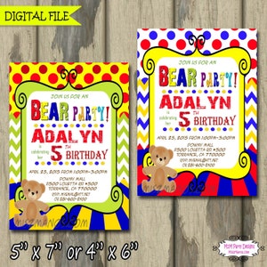 Teddybär-Geburtstag - Bär-Einladung, Bär laden Party-angepasst - DIY druckbare Datei