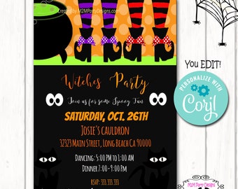 Halloween Party Template, Invitation, Menu, Birthday, Shower Party DIY, Instant Download