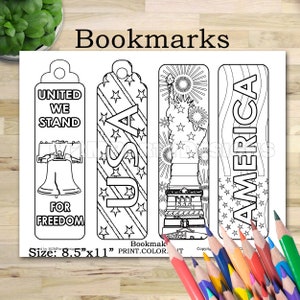 4th of July Coloring Bookmarks: Patriotic Printable (Digital Download)