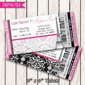 Paris Bordkarte Einladungskarte Eiffelturm Baby Shower Geburtstag, Hochzeits shower Print zu Hause, DIY Baby Shower Karten