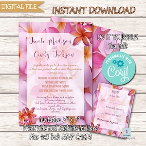 Hawaiian Wedding Invite DIY Custom Printable Wedding Invitations ...