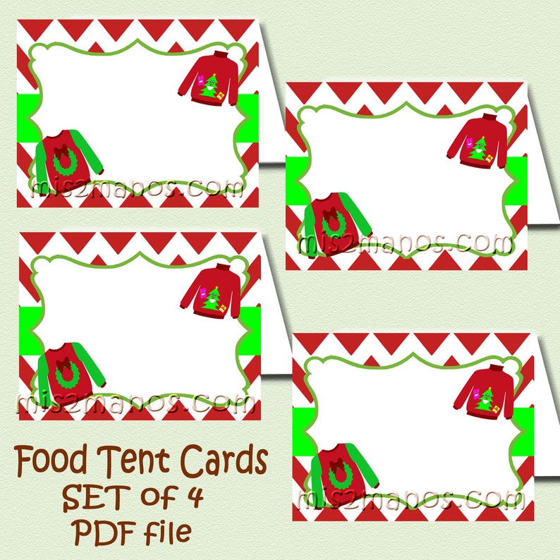 INSTANT DOWNLOAD Ugly Christmas Sweater Vote Cards Set of 10 Rectangle 3.5 inches by 2 inches Instant Download Digital image 2
