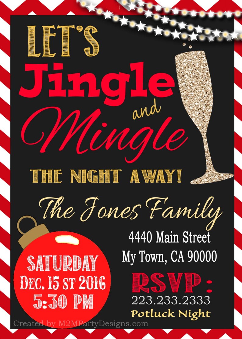 Jingle Mingle Christmas Party Invitation Printable PDF JPG Etsy