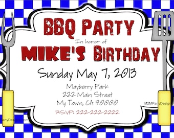 BBQ Invitations Printable Barbecue Party Invites Personalized Adult Party Picnic Party