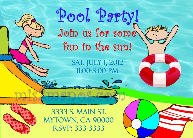 Pool Party Invitations DIY Custom Printable Birthday Party Etsy