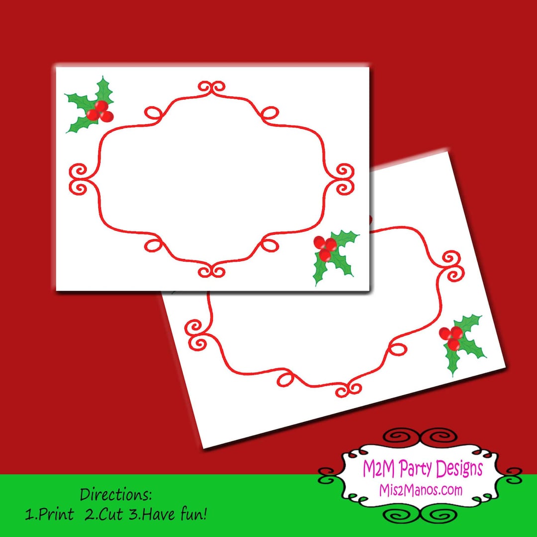 printable christmas labels, tent cards, holiday place cards, buffet