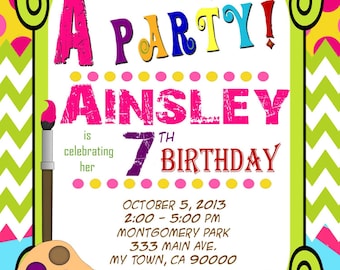 Art Party Invitation – Paint Birthday, Printable (Digital Item)