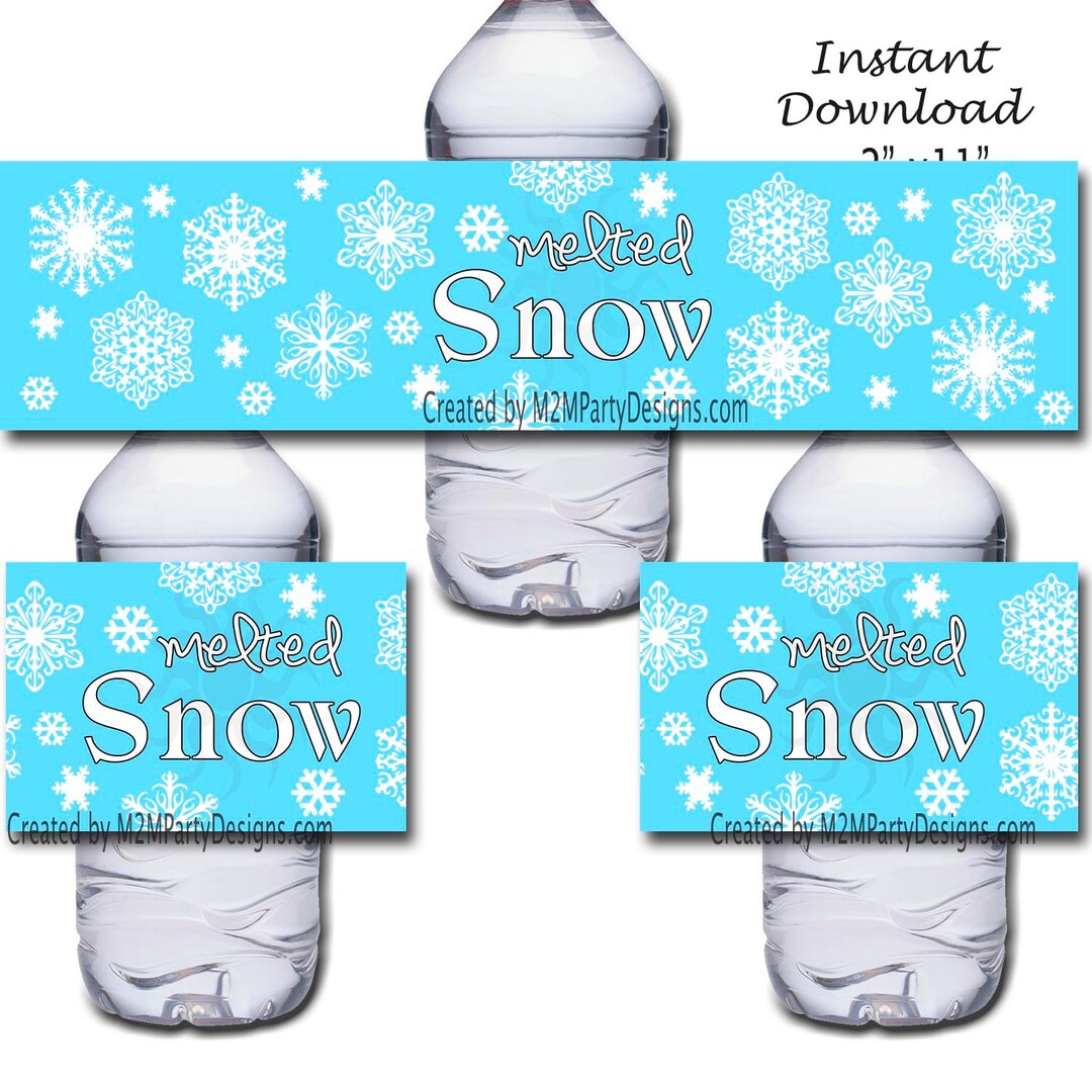 Melted Snow Water Bottle Labels | Printable | Instant Download | Winter Party| Christmas - Etsy