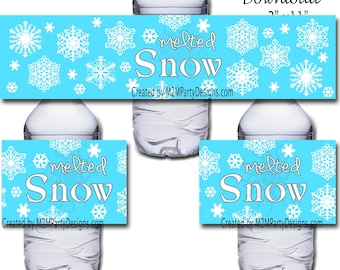 Melted Snow Water Bottle Labels Printable Instant Download | Etsy