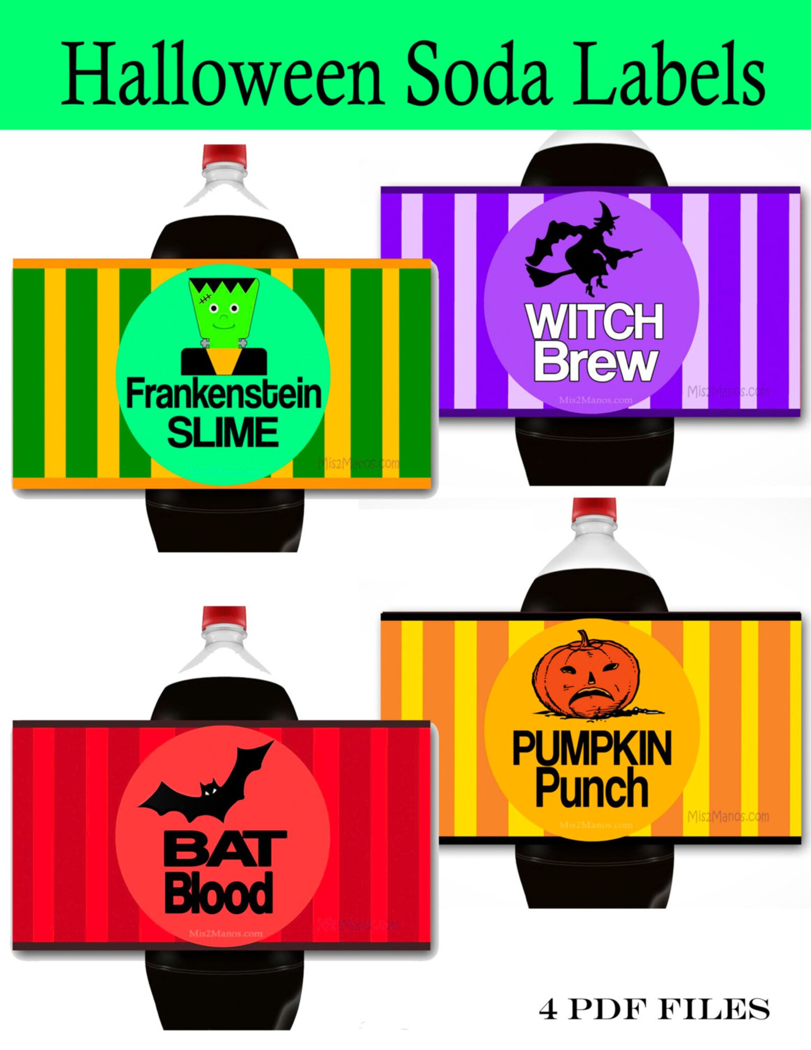 Halloween Soft Drink Labels. Halloween Party Decals. Halloween Etsy