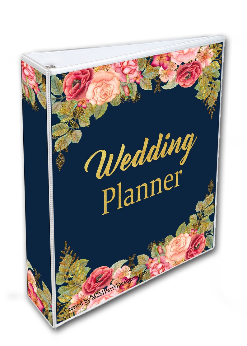 Wedding Planner Printable Wedding Planner Pink Navy Floral Etsy