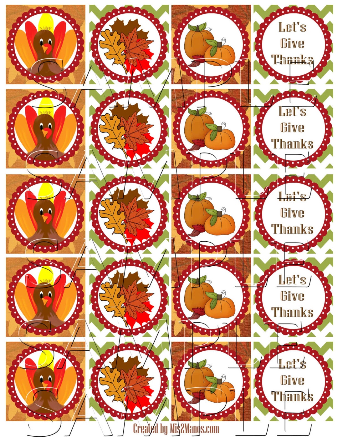 Thanksgiving Cupcake Toppers Printable DIY Set of 20 Turkey Instant ...