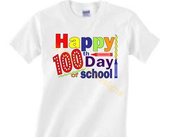 100th Day of School, Iron on Transfer, Instant Download, Digital Image. Instant Download DIY