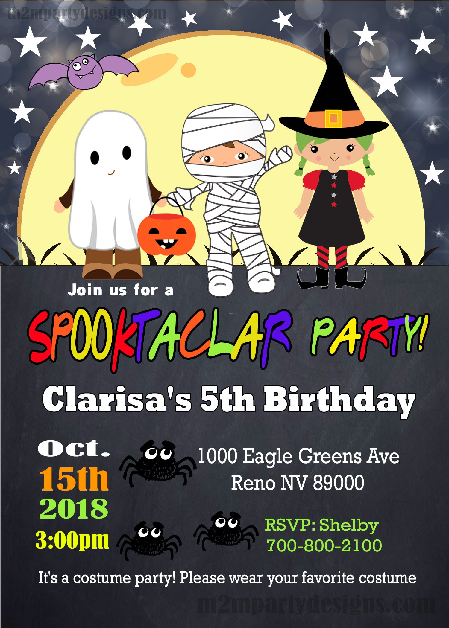 Halloween Birthday Invitation Costume Party Invitation Etsy