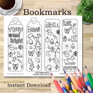 Christmas bookmark coloring bookmarks Bookmark, Winter Holiday coloring bookmarks, kids printable bookmarks to color planner bookmark