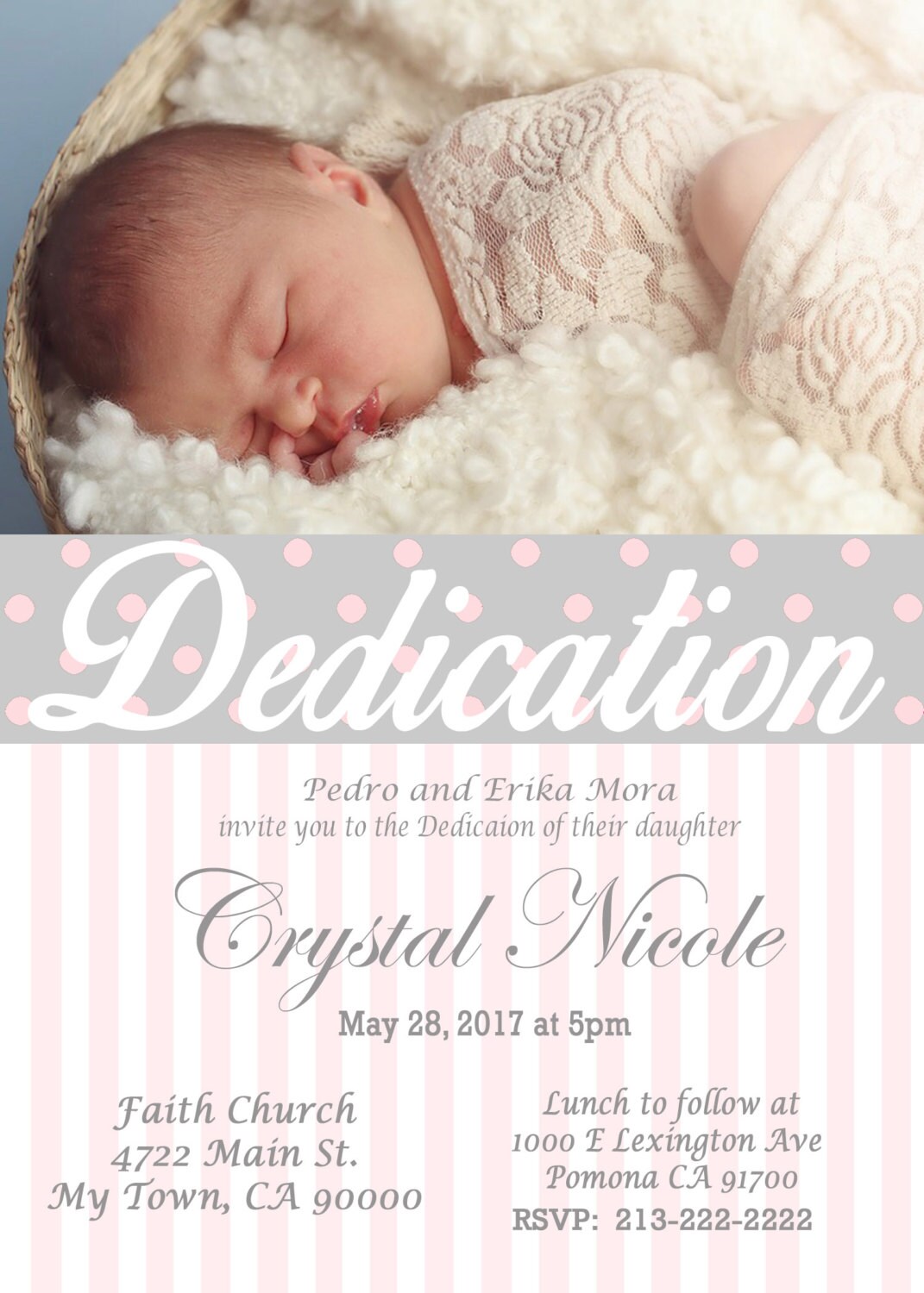 Baby Dedication Invitations Printable Print At Home Etsy