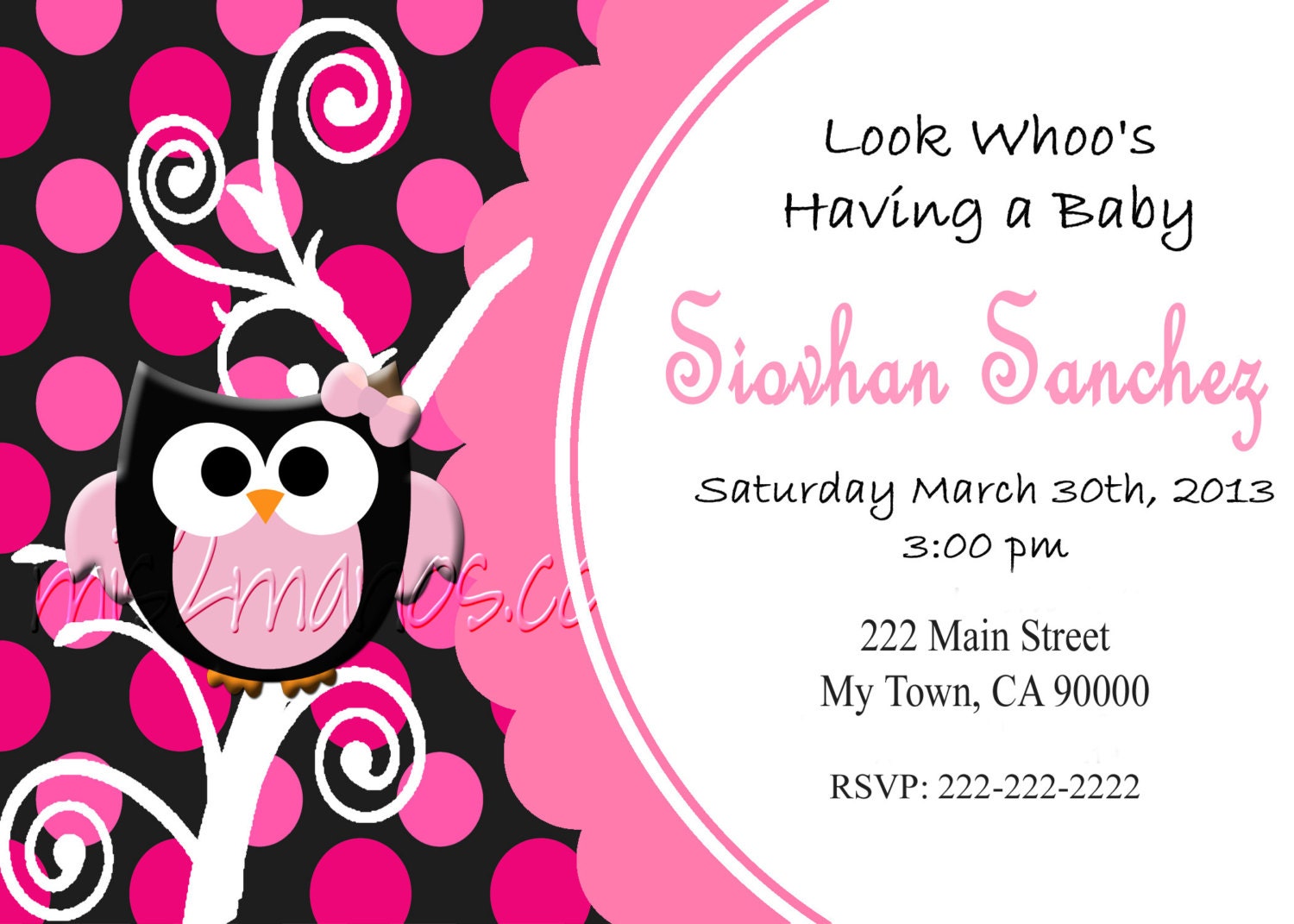 Owl Birthday Invitations. Printable Invitation. Pink Gold Owl - Etsy