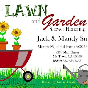 Lawn and Garden Bridal Shower Invitations...Custom, Printable Digital File,  Printable Bridal Shower,Birthday, or House Warming Shower