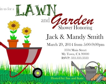 Lawn and Garden Bridal Shower Invitation, Custom Printable (Digital File)