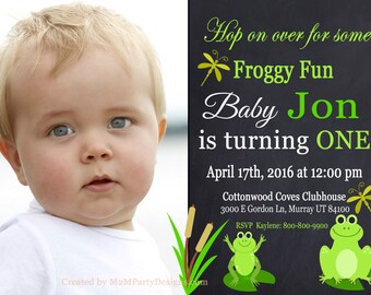 Frog Birthday Party Invitation Frog first Birthday Invitation Birthday Party PHOTO Invitation Printable  DIY Print at Home