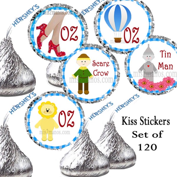 Wizard of Oz Inspired Hershey's Kisses Stickers/Labels-Round INSTANT Download SET of 80