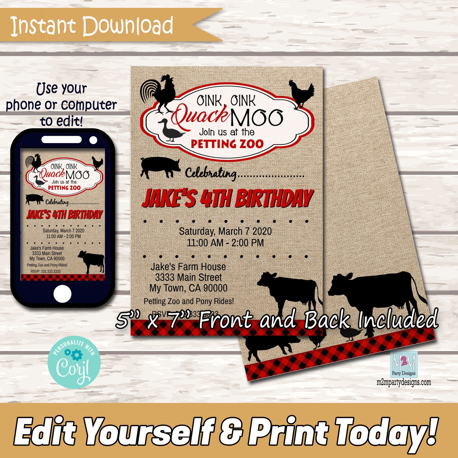Petting Zoo Party Invitation EDITABLE Zoo Birthday Party - Etsy