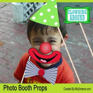 Clown Photo Props INSTANT DOWNLOAD  KIT Set of 16 Carnaval Printables