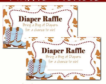 Western Baby Shower  - Diaper Raffle - Baby Shower - Set of 10 Cowboy  Instant Download Digital