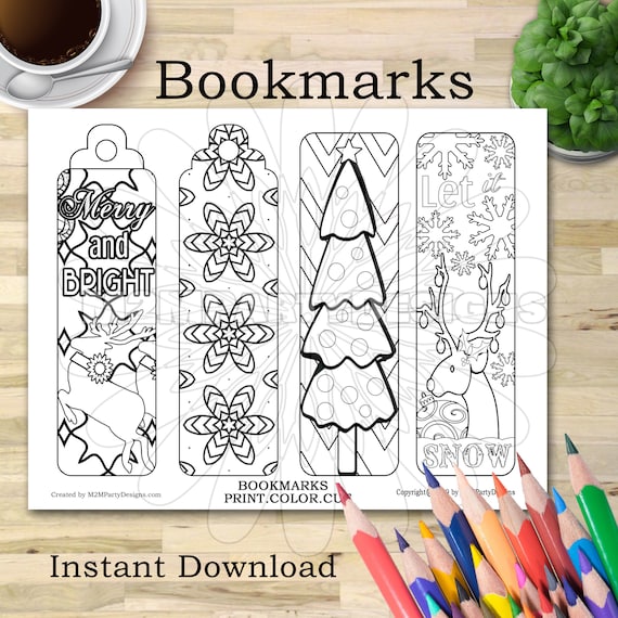 christmas bookmark coloring bookmarks bookmark winter holiday etsy australia
