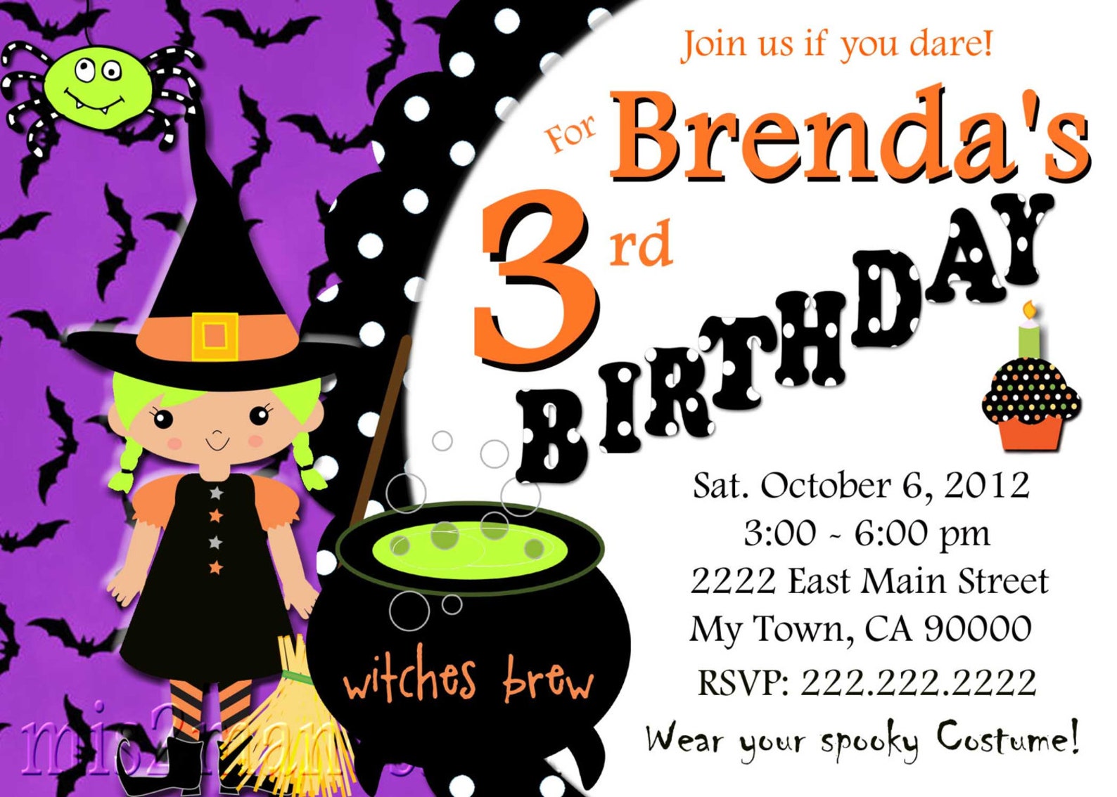 Halloween Birthday Invitation Costume Party Invitation Etsy