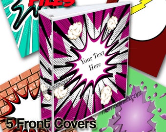 Superheroes Binder Covers Super Hero Student. Teacher Editable Printable Set of 5 PowerPoint Instant Download
