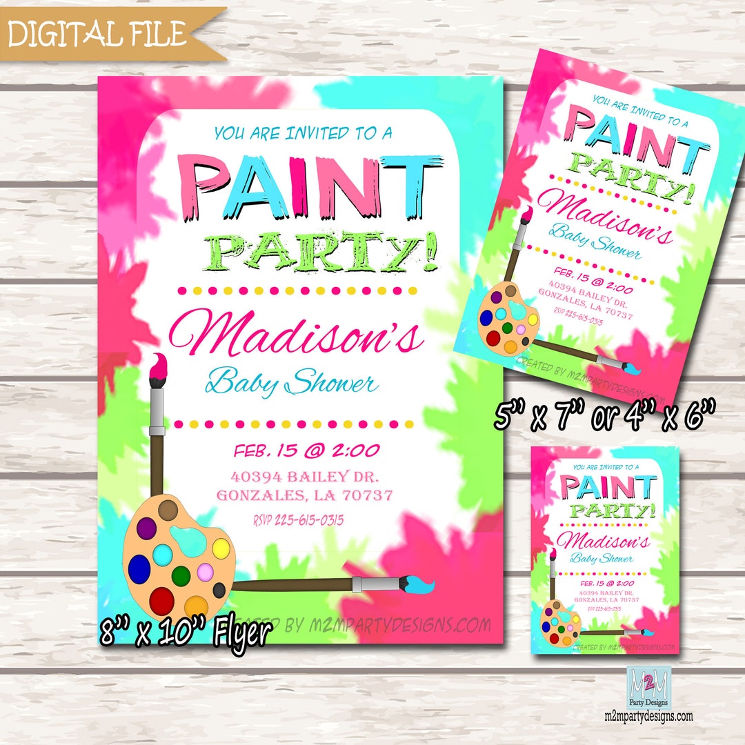 Paint Party Flyer, Art Party Invitation, Birthday, Baby Shower, Office