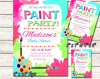 Paint Party Flyer,  Art Party Invitation, Birthday, Baby Shower, Office, Couples Shower  School Event, Pto, Pta, Personalized, Done for You