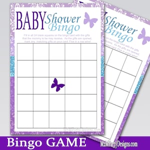 Butterfly Kisses Baby Shower Bingo Game Butterfly Printable Instant Download