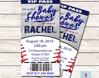 BASEBALL BABY Shower Invitation , Printable Ticket, DIY Birthday Cards Print at Home or at One Hour Photo Invitaciones de Beisbol