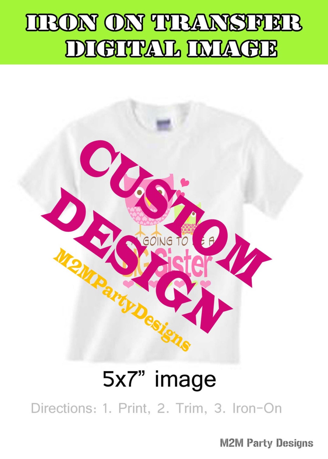 Custom Design Iron on Personalized Transfer Digital Image Etsy