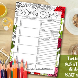 Weekly Planner PRINTABLE roses Weekly Organizer // A4 Weekly Planner ...