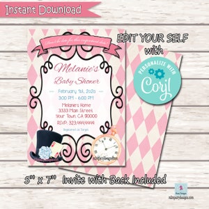 Alice In Wonderland Invitation, Alice In Wonderland Birthday Invitation, Alice Tea Party Birthday Invitation, Alice And Wonderland Invite image 4